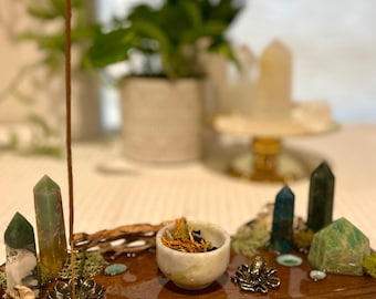 Crystal Ocean Magick Ritual Altar: Coastal Witch Crystal Decor