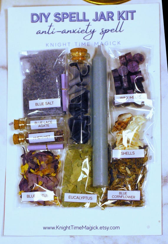 Anti-Anxiety Support Spell Jar Kit | DIY Ritual for Calm & Grounding | Witchcraft Candle Spiritual Healing Set