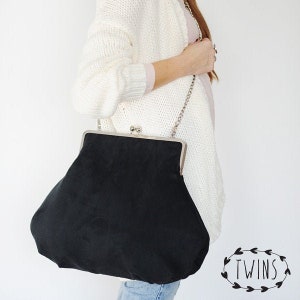 kiss lock Black bag/metal frame bag/oversized bags