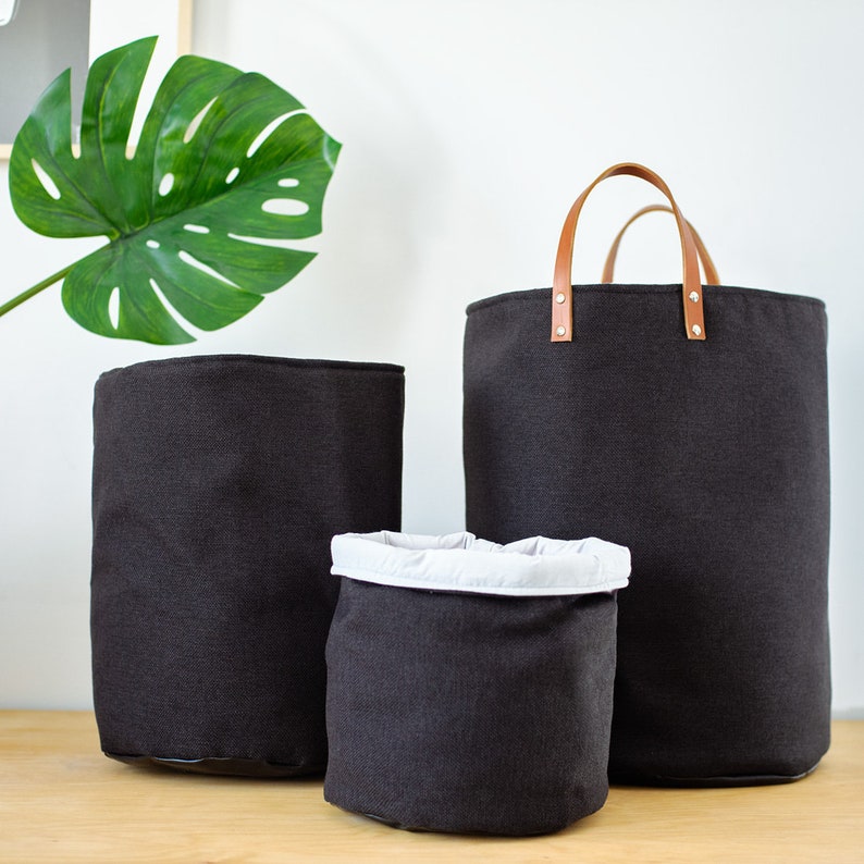 Dark Gray Laundry Hamperlarge Round Nursery Basket Laundry Etsy