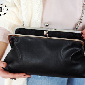 kiss lock black purse/chain bag/ zdjęcie 3