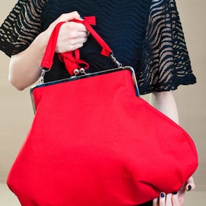 kiss lock red bag/legant bag/metal frame bag/shoulder bag/oversize bag/ big bag/tote