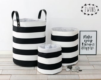 stripes laundry basket, toy storage, Toy basket, storage bin, laundry hamper,