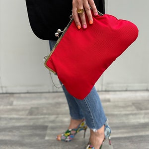 Bolso clutch para, embrague de boda, bolso regalo para ella, bolso bandolera rojo, bolso kisslock, bolsos bandolera para mujer