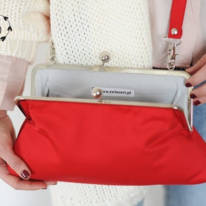 kiss lock clutch /elegant red bag/frame bag/shoulder bag zdjęcie 3