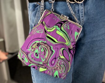 Clutch one copy Bag/bag with Chain/ colorful/metal frame bag/elegant bag/cros body bag/kiss lock bag/purse