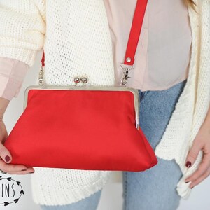 kiss lock clutch /elegant red bag/frame bag/shoulder bag zdjęcie 2