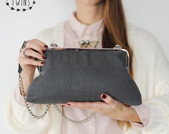 kiss lock grey bag