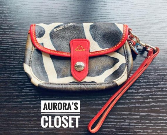 Vintage Dooney & Bourke DB Zebra Leather Wristlet… - image 1