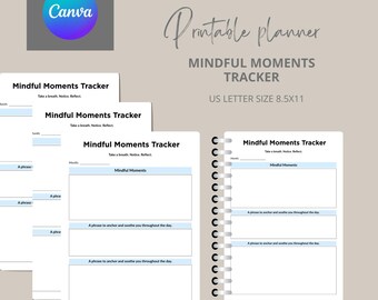 Mindful Moments Digitaler Planer PDF | Landschaft Undatiert Dankbarkeit | Stimmungs-Tracker für iPad GoodNotes Notability | Minimales Tagebuch für Selbstfürsorge