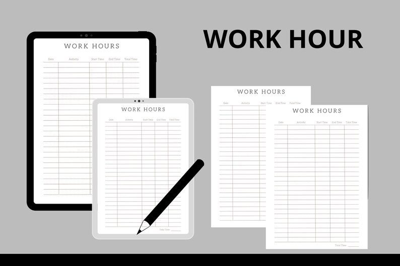 Work Log Printable: Time Sheet, Activity Tracker (PDF & WORD)