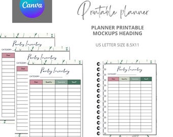 Printable Küchen Bestandsplaner | Einkaufslisten-Organizer | Vorratsdosen, Gefrierschrank, Kühlschrank, Gewürze, Gewürze Tracker | A4 und Letter
