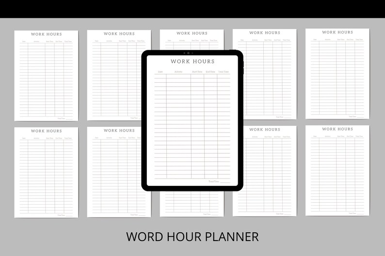 Work Log Printable: Time Sheet, Activity Tracker (PDF & WORD)
