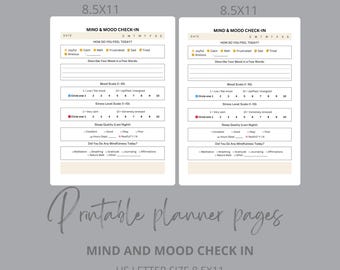 Emotionales Check-In Arbeitsblatt: Achtsamkeit, Stimmungs-Tracker (PDF-Download A4/Letter Size ausfüllbar) Journal für psychische Gesundheit • Journal Vorlage
