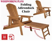 Folding Adirondack Chair Plans PDF, DIY Outdoor Chair with Footrest, Woodworking Blueprint, Foldable Patio Chair, 3D Video Guide