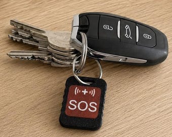 NFC SOS Keyring with Emergency Contact | Emergency Pendant for Seniors & Children | Stores Blood Type + Allergies | 3D Printed