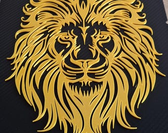 Lion Head Wall Art, Geometric Lion, Safari Africa Wall Decor, Spirit Animal Living Room Decor, Gift for Men