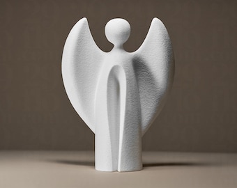 Modern minimalist angel sculpture | Contemporary decoration made of PLA in marble look for e.g.: baptism or wedding