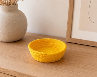 Decorative Cord Bowl - Design 10 cm | Boho Scandinavian Jewelry Tray | Hallway Key Tray | Bathroom Cosmetic Organizer | 3D Printed Design Object