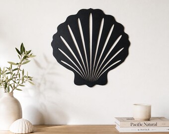 3D Seashell Wall Mural | Nautical Bathroom Decor | Minimalist Scallop Silhouette | Coastal Style Beach House Wall Decor