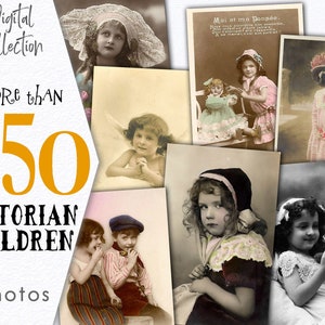 Collezione digitale Bambini vittoriani / Pacchetto vintage Vecchie foto effimere per decoupage biglietti d'auguri album / Stampa vittoriana / C124