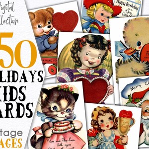 Vintage Bundle Holidays Postcards / Digital Download Ephemera Cards / Miscellany Stationary Printable / CU / Public Domain / C107
