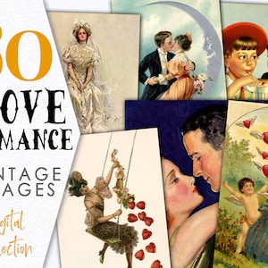 Download Liebe Postkarten Romanze Karten / DIY digitale Ephemera Romanze Karten / Bündel digitale Bilder Kommerzielle Nutzung / Public Domain / C110