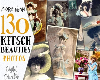 Materiale digitale effimero Kitsch Bellezza Parigi foto / Ohlala stampa teatro moda materiale digitale effimero / Casino Parigi Francia Album di ritagli / C109