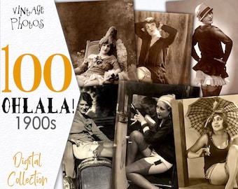 Descarga la colección digital Ohlala photo / French Bundle CU ephemera Paris / Vintage Lady Journal Woman Photo / C117