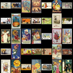 デジタルコレクション ハロウィン ヴィンテージ / かぼちゃのポストカード 不気味なカード ホリデー クリップアート / CU リソース エフェメラ ヴィンテージ / ダウンロード / C151 画像 6