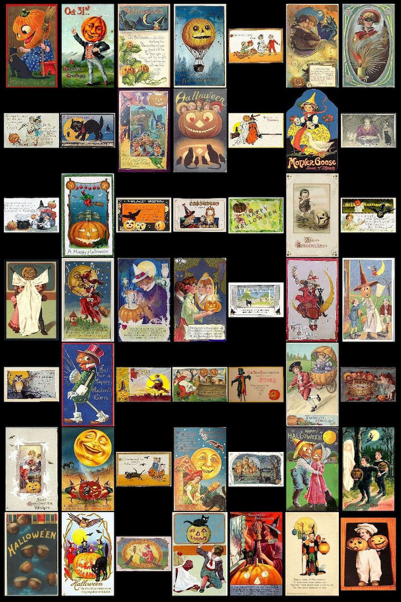 デジタルコレクション ハロウィン ヴィンテージ / かぼちゃのポストカード 不気味なカード ホリデー クリップアート / CU リソース エフェメラ ヴィンテージ / ダウンロード / C151 画像 6