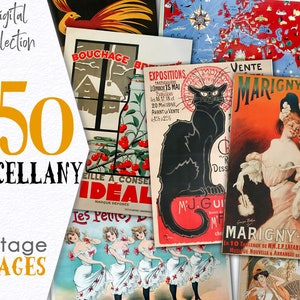 Digitale Sammlung Werbung Miscellany Poster / Digitale Ressource druckbare CU Ephemera / Journal Mixed Media Postkarten Bundle / C131