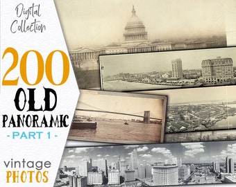 Colección digital de fotos panorámicas antiguas de ciudades - Parte 1 / Póster decorativo vintage / Paquete de fotos de pósteres efímeros / Scrap Resource / C136