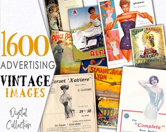 Paquete de publicidad vintage: anuncios imprimibles / papelería para álbum de recortes DIY / dominio público CU / collage de arte alterado / C108