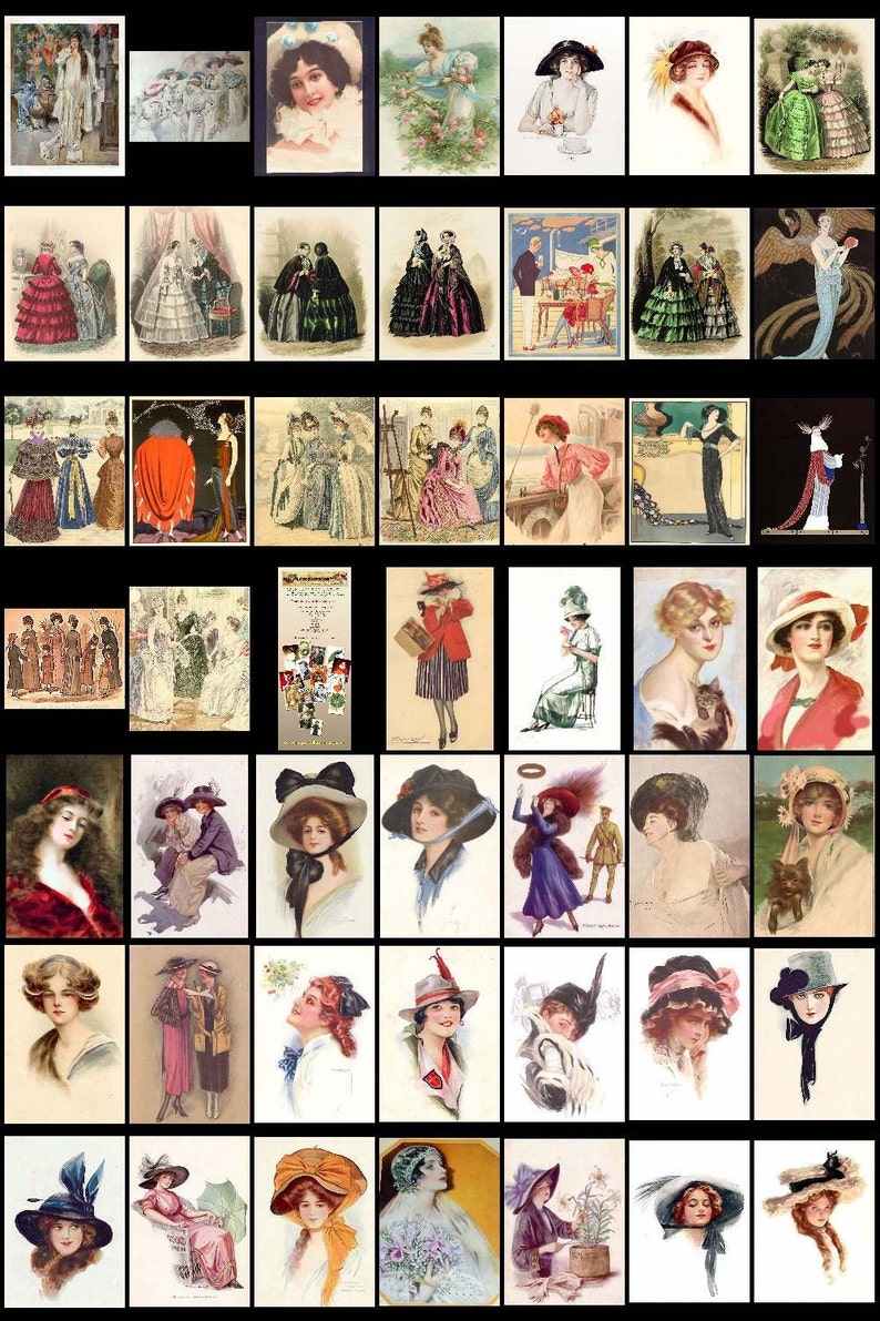 Download digital images Fashion Collection 723 images cards labels lady vintage romantic 1900 ephemera paris france portrait love C128