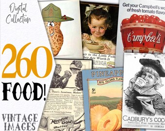 Materiale effimero digitale per la casa / Illustrazione digitale ADS / Pacchetto poster Cu / Poster vintage con texture fai da te al cacao / Carte alimentari / C142