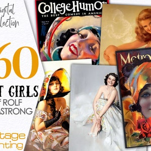 May include: A collage of vintage magazine covers featuring illustrations of women. The covers are from "College Humor", "Metronoli", and other publications. The text on the covers reads "The Best Comedy in America" and "The Col Ro".