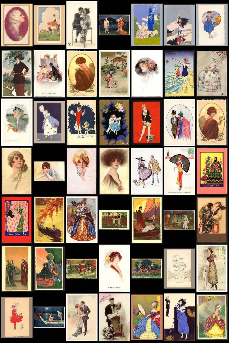 Download digital images Fashion Collection 723 images cards labels lady vintage romantic 1900 ephemera paris france portrait love C128