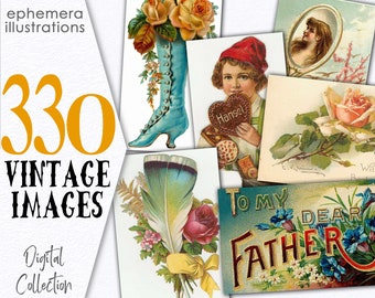 Immagini miste vintage effimere / Pacchetto vintage vittoriano stampabile / Scarica collezione digitale album di ritagli tecnica mista / CU / C134