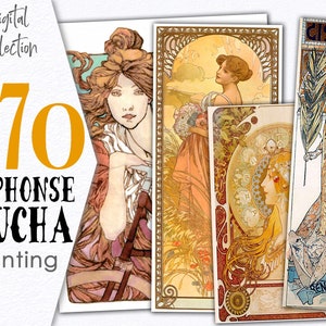 Alphonse MUCHA Art Nouveau / Art Deco Paryż 1900 obraz czeski / Zasób cyfrowy do scrapbookingu arkuszy cyfrowych do zmienionej sztuki / C149