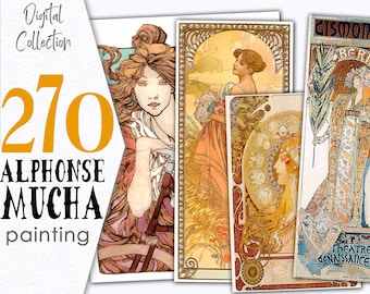 Alphonse MUCHA Art Nouveau / Art Deco Parigi 1900 dipinto ceco / Risorsa digitale per scrapbooking fogli digitali per arte modificata / C149