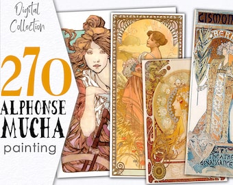 Alphonse MUCHA Art Nouveau / Art Deco Paris 1900 painting Czech / Digital resource for scrapbook digital sheets for altered art / C149