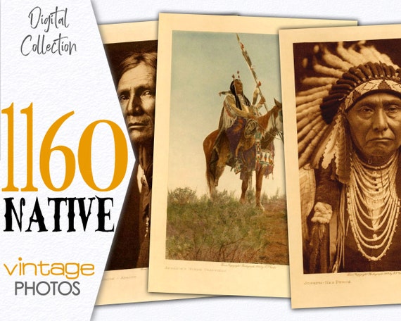 Digital collection Vintage Native photos / Antique Illustration Journal Resource / Bundle Public Domain CU / Old collection Photo / C163