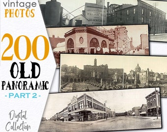 Colección digital Antigua fotografía panorámica / Paisaje Decoración de oficina / Recurso de técnica mixta / Fotografía de ciudad para uso comercial / Técnica mixta / C137