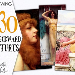 Digital collection Pictures of J.W.Godward / Bundle Neo-Classicist era art 1900s / for latered art mixed media decoupage / C166