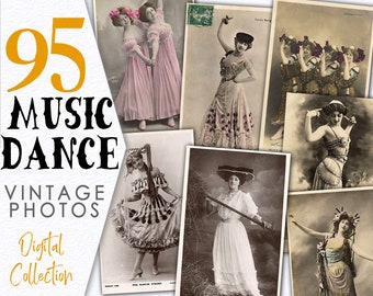 Collezione digitale di foto vintage di Ohlala / Francia Pacchetto di cartoline francesi Foto 1900 materiale effimero ballerina / Journal Resource Vintage Lady / C135