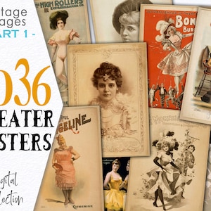 Paris Werbung druckbare französische Stil Bundle / Schrott Ressource Belle Epoque Theater Plakate Verschiedenes / CU Poster Digitale Ressource / C119
