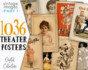 Paquete imprimible de publicidad de París al estilo francés / Recurso de scrapbooking Carteles de teatro de la Belle Époque Miscelánea / Recurso digital de carteles CU / C119