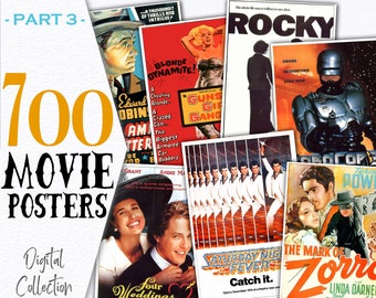Collezione digitale di poster cinematografici / Carte vintage per la decorazione della casa / Pacchetto di risorse miscellanee per scrapbooking / Pacchetto di clipart su carta / Risparmia denaro / C123