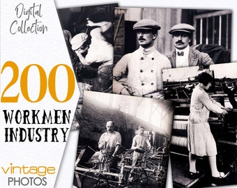 Imágenes digitales de obreros vintage / Pósteres grandes imprimibles para decoración del hogar / Paquete de fotos de dominio público / Material efímero vintage para álbumes de recortes / CU / C147